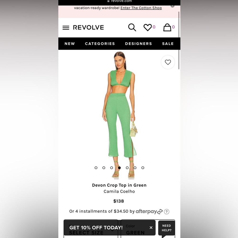 Revolve // Camila Coelho // Green Two Pieces // XS